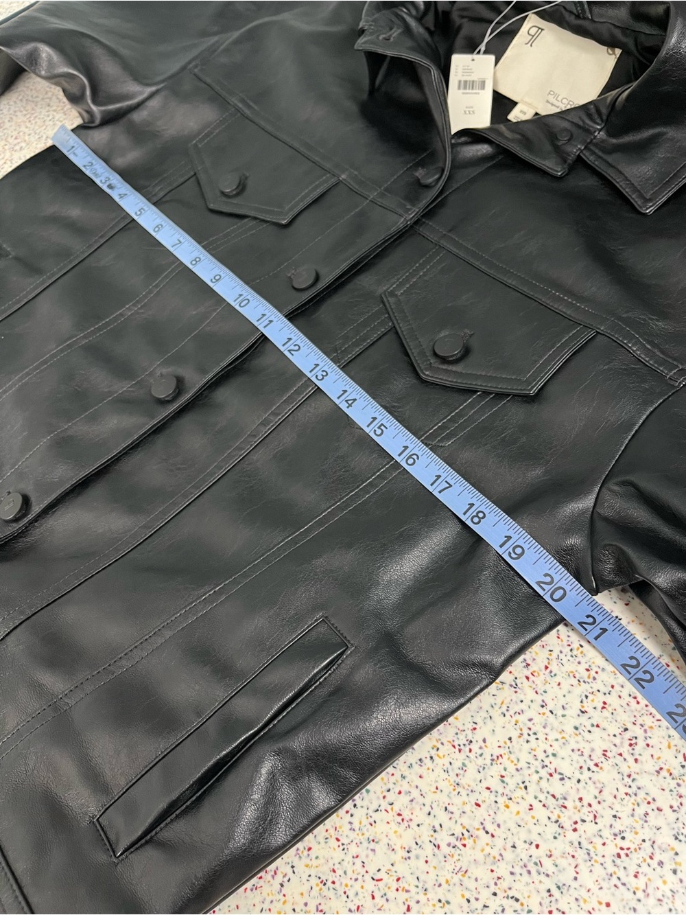Anthropologie Pilcro Weston Black Faux Leather Boyfriend Jacket Women’s Size XXS - Picture 6 of 8